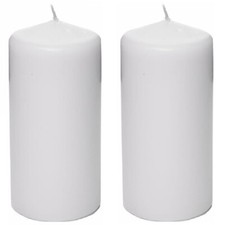 2 PACK Big Large 60 Hr Long Burn Thick Wide White Church Altar Pillar Candle