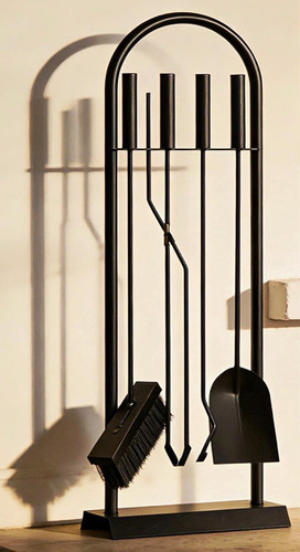 Black metal fireplace - metal,