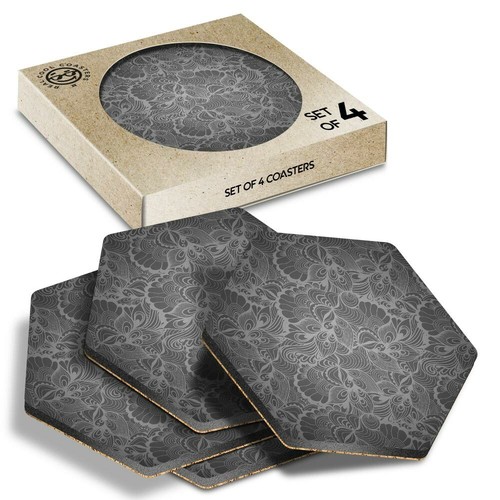 Hexagon coasters bw - coasters,
