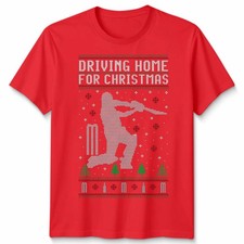 Cricket Player Christmas T-Shirt Driving Home Unisex Funny Holiday Tee #MC38