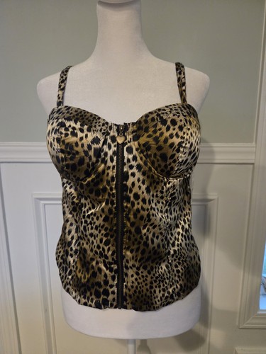 Decibel leopard satin bustier - satin,