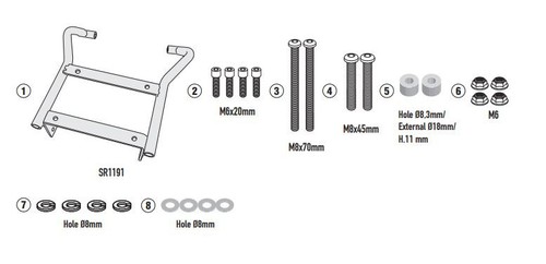 Givi sr1191 luggage rack - luggage, kit