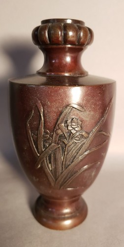 Japanese bronzed metal vase - japanese,