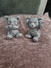 Silver coloured teddy bear - coloured,