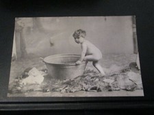 Postcard - Toddler in Tin Bath "In I Go" (Posted 1905) Tuck's Knight of the bath