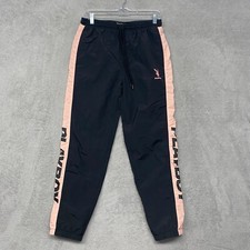Playboy Pants Womens Small Black Pink PacSun Joggers Nylon Swishy Windbreaker
