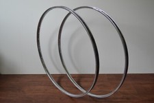 Vintage Pair Rigida Chromage Superchromix 27" x 1 1/4" Steel Wheel Rims 36 Holes