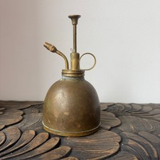 Vintage Gold Brass Thumb Pump Water Mister, watering mister, spray bottle, brass