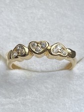 Toe Ring 925 Gold Plated Sterling Silver Cubic Zirconia Heart Trilogy Adjustable
