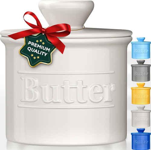 Premium butter crock with lid - butter,