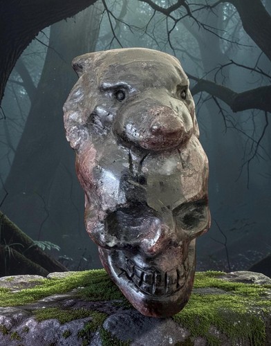 Large garnet wolf - wolf, skull