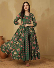 Indian Women Green Cotton