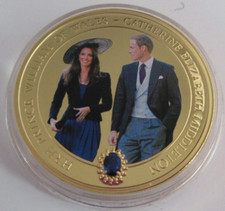 2011 MEADE & BRADFORD WEDDING OCTOBER 2010 GOLD PLATED COOK ISLANDS  $1 COIN/COA