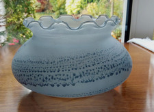 Blue Frosted Glass Squat Vase - 3.5" Tall