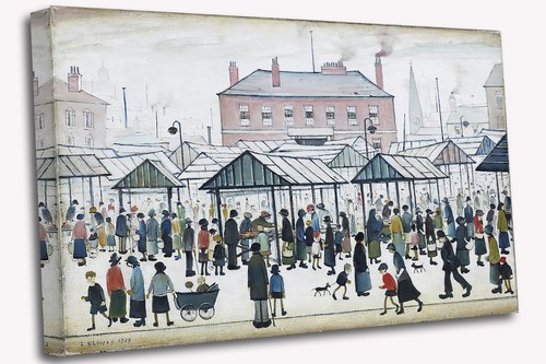 Lowry market scene canvas - ls,