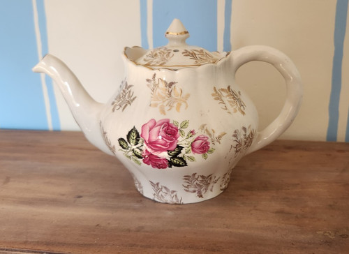Vintage floral ceramic teapot - floral,