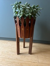 Vintage Teak Small Mid Century Plant Stand Jardiniere