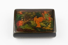 Vintage Hand Painted Decorative Russian Lacquer Box Palekh - Rectangle, Folk Art