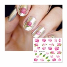 Roses Nail Jewellery Pink Leaves Stickers Triangle Arrow Water Decals Yzw-124