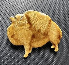 Vintage Silver Enamel Pomeranian dog badge by Kenart