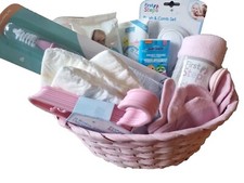 pink baby shower hamper baby woven basket newborn mum to be boxed gift set girl