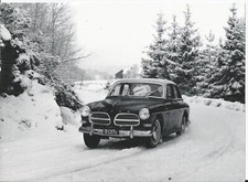VOLVO AMAZON IN THE SNOW c.1960s B/W PHOTOGRAPH