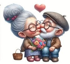 OLD COUPLE IN LOVE CAR Vinyl