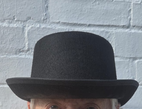 Black bowler top hat - black,