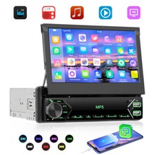 7" Single 1 DIN Car Stereo Radio FM Bluetooth US Flip Out Touch Screen Player