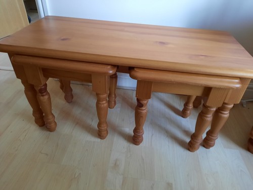 Solid pine nest tables - pine, 3