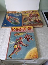 THREE VINTAGE 1950S -LION - COMIC  ANNUALS- 1955 - 56- 57 - SPACE AGE COVERS