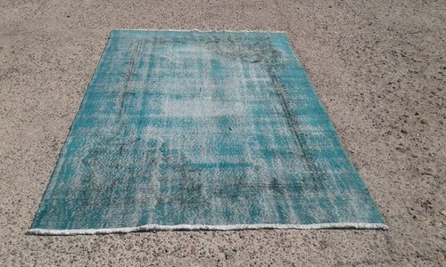 Overdyed area blue - blue, rug