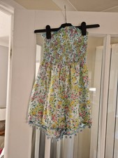 Lipsy Floral Blue Strapless Playsuit  Size  6 Preowned 