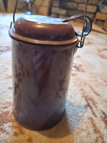 Vintage brown enamel - brown, with