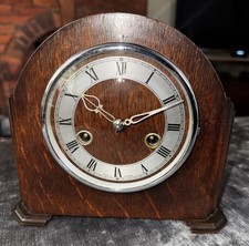 Smiths Enfield 8 Day Oak Mantel Clock – Gong Strike – Serviced – 1940s