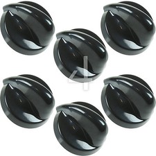 6 x Black Oven Knob Hob Dial