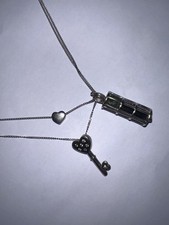 Sterling Silver Necklace with Moldavite & Black Tourmaline Cage Pendant