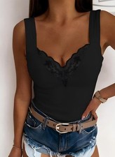 Womens Sexy Lace Tank Tops V
