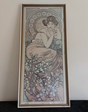 Alphonse Mucha - Large Framed Art Nouveau Style Print LA Topaze (69cm x 32cm)