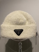 Prada cream beanie hat women
