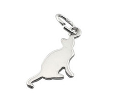 Sterling Silver Cat Charm 10mm w/ Jump Ring | Animal Jewellery Making 1/10 Pk