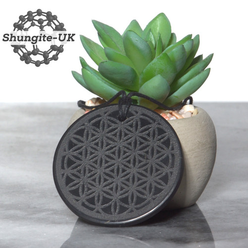 Shungite pendant flower - pendant, of