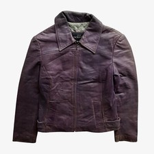 Vintage 90s Women's Redskins Territoire Purple Leather Jacket, Pilot Western