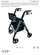 Bariatric Rollator with Seat and Backrest Extra Wide, 35 Stone