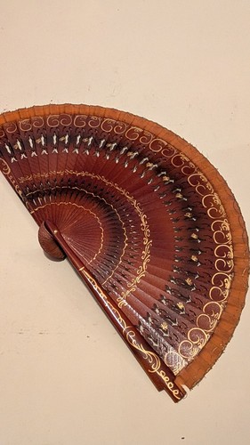Vintage wooden ladies hand fan - ladies,