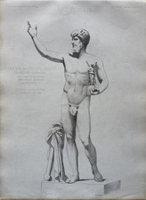 Antique Architectural Engraving Lucius Verus Roman Emperor Male Nude Form 1868