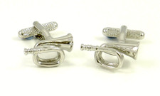Bugle Cufflinks in Rhodium