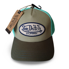 Von Dutch California Baseball Cap Trucker Hat Khaki Turquoise Terry Patch Tu