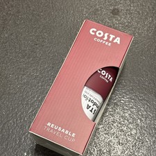 Costa Coffee Reusable Travel Cup 16oz With Dual Use Lid & Straw New In Box