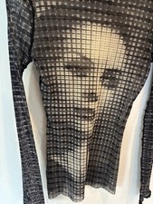 Vintage 90s Rare Jean Paul Gaultier Greta Garbo sheer mesh long sleeve top